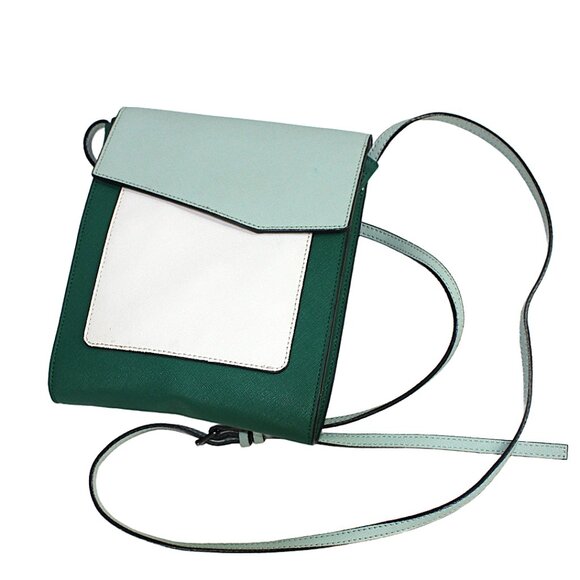 Botkier Cobble Hill Two Tone Green White Leather Cross Body Shoulder Mini Bag - Picture 2 of 9